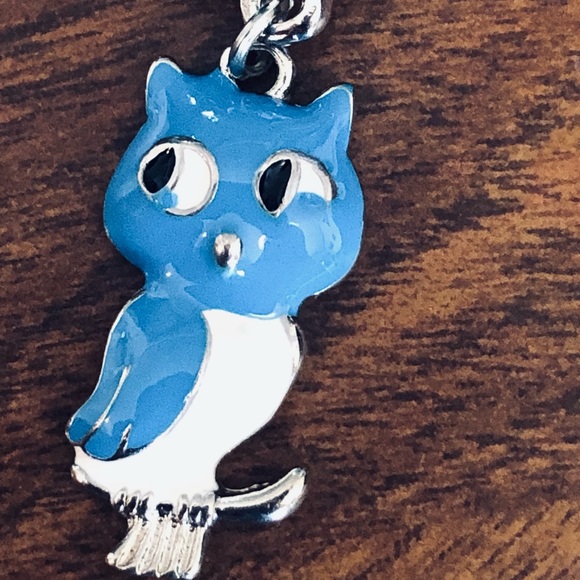 Blue Owl Dangle Gemmed Belly Button Ring - Picture 3 of 4